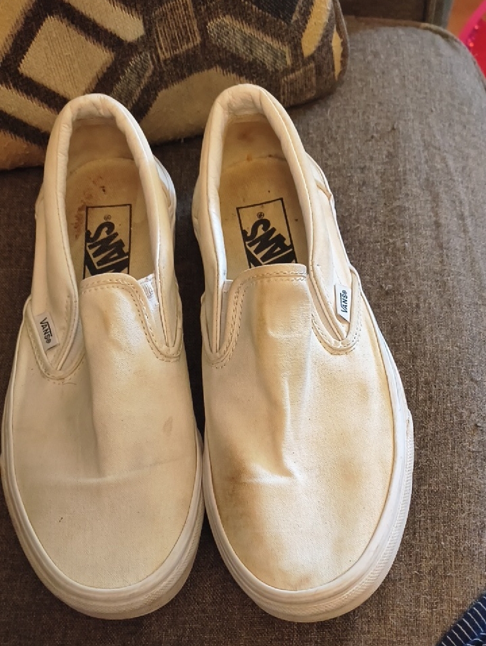 Vans Slip-On Canvas Sneakers in Off-White